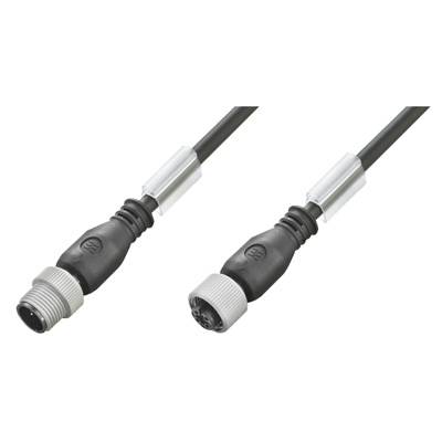 Zwei schwarze, industrielle Steckerverbindungen mit Metallringen an den Enden, die für elektrische Verbindungen verwendet werden.