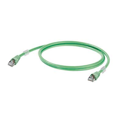 Ein grünes Ethernet-Kabel mit RJ45-Steckern an beiden Enden, das zur Netzwerkverbindung verwendet wird.