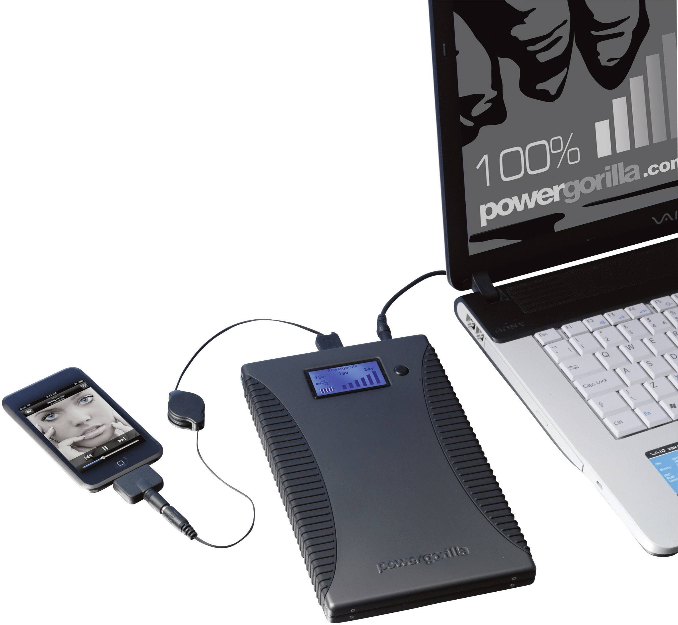 Power Traveller Powergorilla Powerbank 24000 mAh Quick Charge 3.0 LiPo USB-A Schwarz Outdoor, Statusanzeige