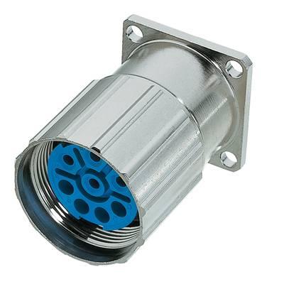 Metall-Steckverbinder mit blauen Kontakten, geeignet für industrielle Anwendungen und robuste Verbindungen.