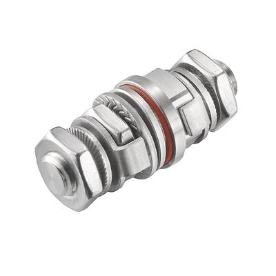 Eine stählerne mechanische Komponente mit mehreren Muttern und Dichtungen, verwendet für Befestigungs- oder Verbindungszwecke.