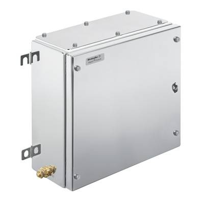 Ein silberner metallischer Schrank mit abgerundeten Ecken und einem kleinen Ventil an der Unterseite. Keine weiteren sichtbaren Merkmale.