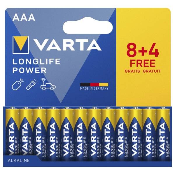 VARTA - Batterie LONGLIFE Power AAA NEU 12St. 8+4 - Batterie - Micro (AAA)