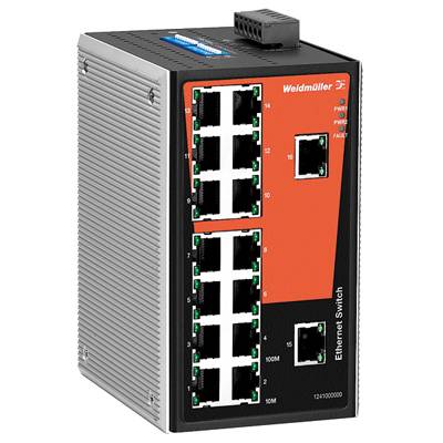 Ein industrieller Ethernet-Switch von Weidmüller mit 16 Ports, geeignet für robuste Netzwerkanwendungen.