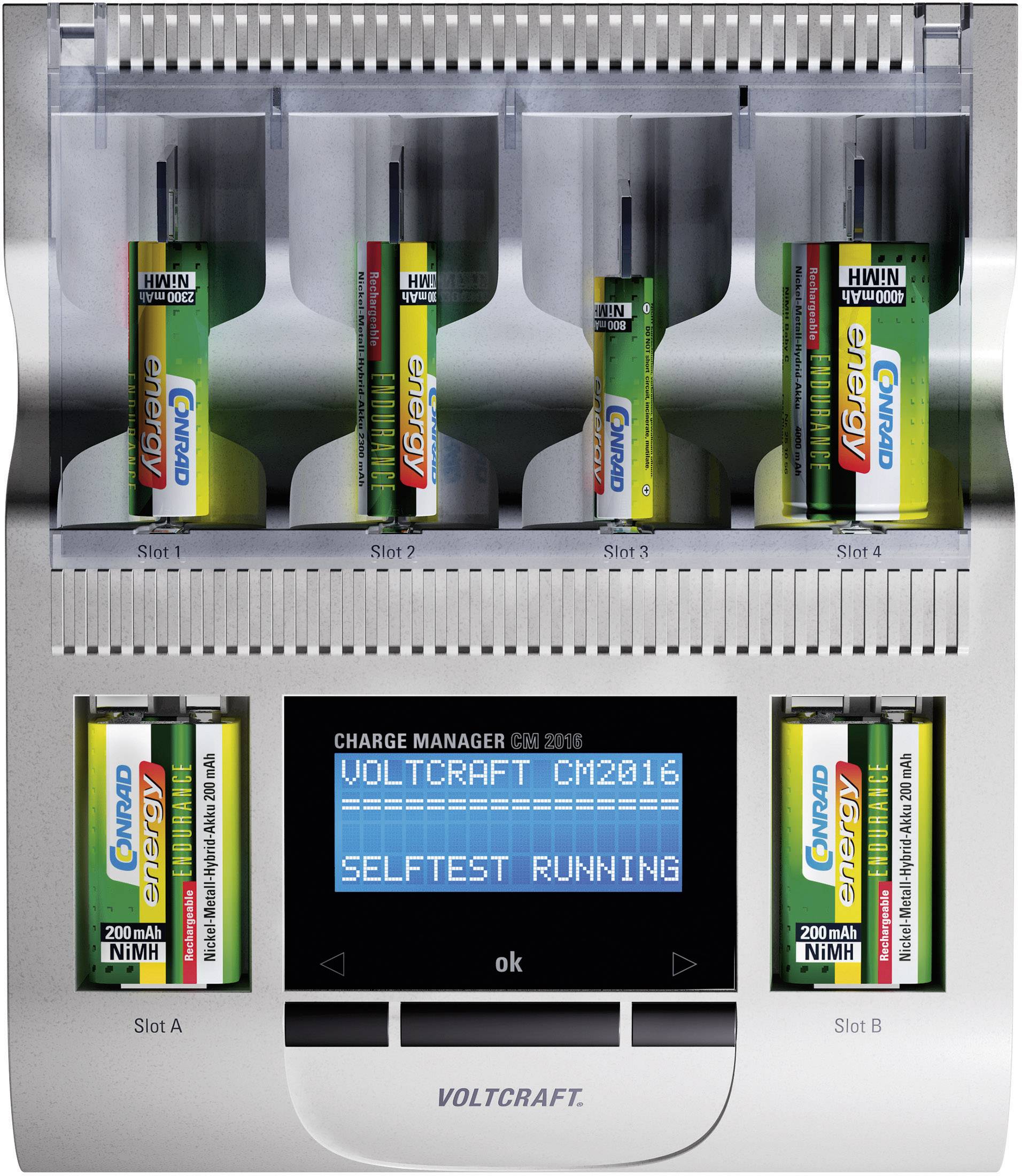 VOLTCRAFT Charge Manager 2016 EU-East Rundzellen-Ladegerät NiCd, NiMH, NiZn Micro (AAA), Mignon (AA), Baby (C), Mono (D), 9V Block