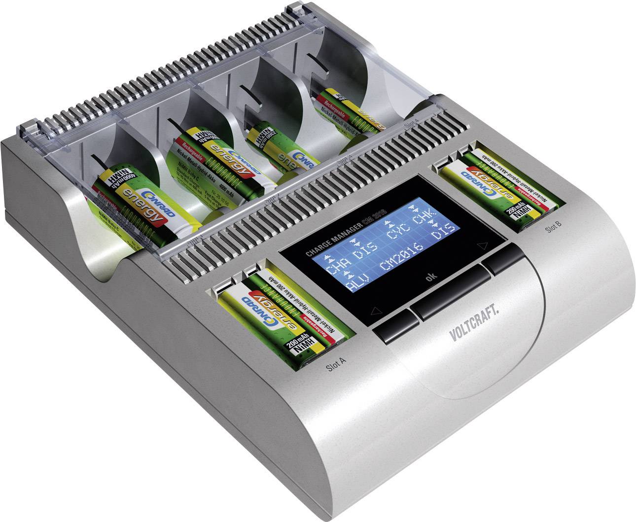 VOLTCRAFT Charge Manager 2016 EU-East Rundzellen-Ladegerät NiCd, NiMH, NiZn Micro (AAA), Mignon (AA), Baby (C), Mono (D), 9V Block