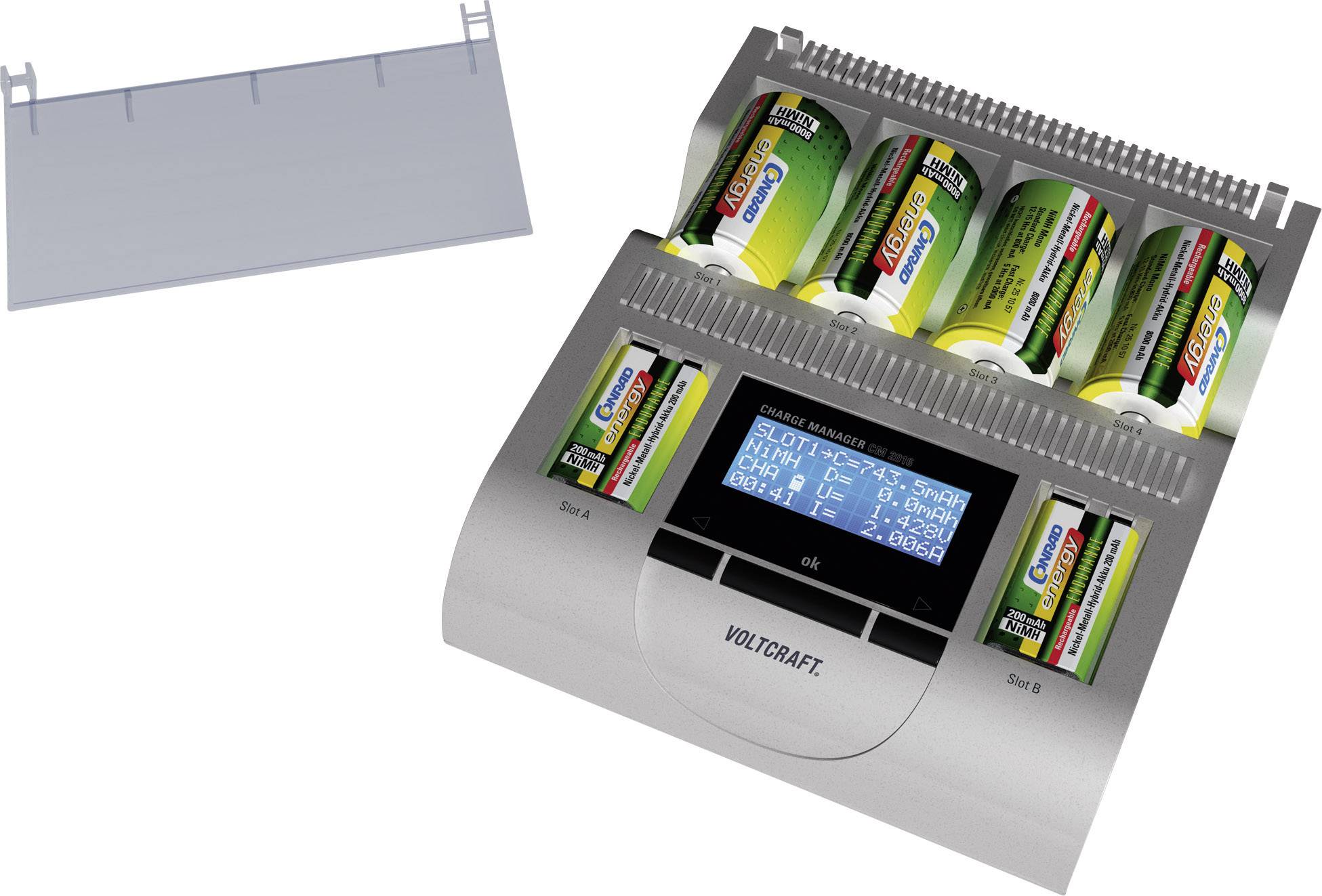 VOLTCRAFT Charge Manager 2016 EU-East Rundzellen-Ladegerät NiCd, NiMH, NiZn Micro (AAA), Mignon (AA), Baby (C), Mono (D), 9V Block