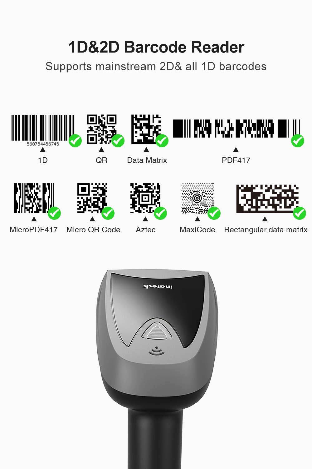 inateck BCST-52 2D Barcode Scanner mit Ladestation Schwarz Multimedia-Technik Barcodescanner