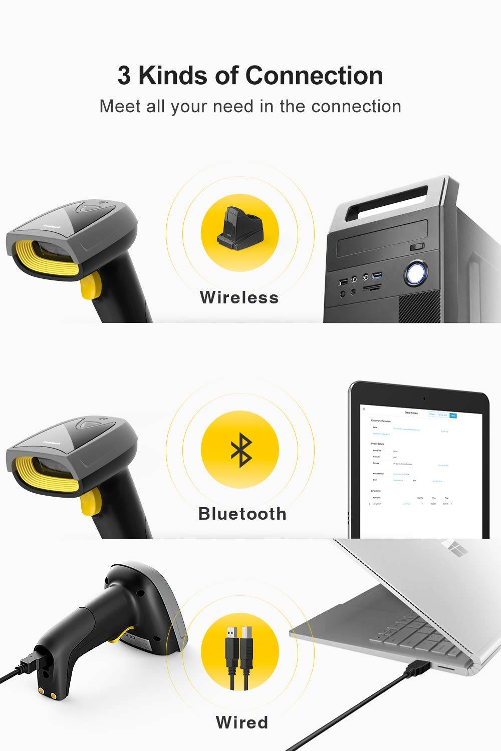 inateck BCST-52 2D Barcode Scanner mit Ladestation Schwarz Multimedia-Technik Barcodescanner