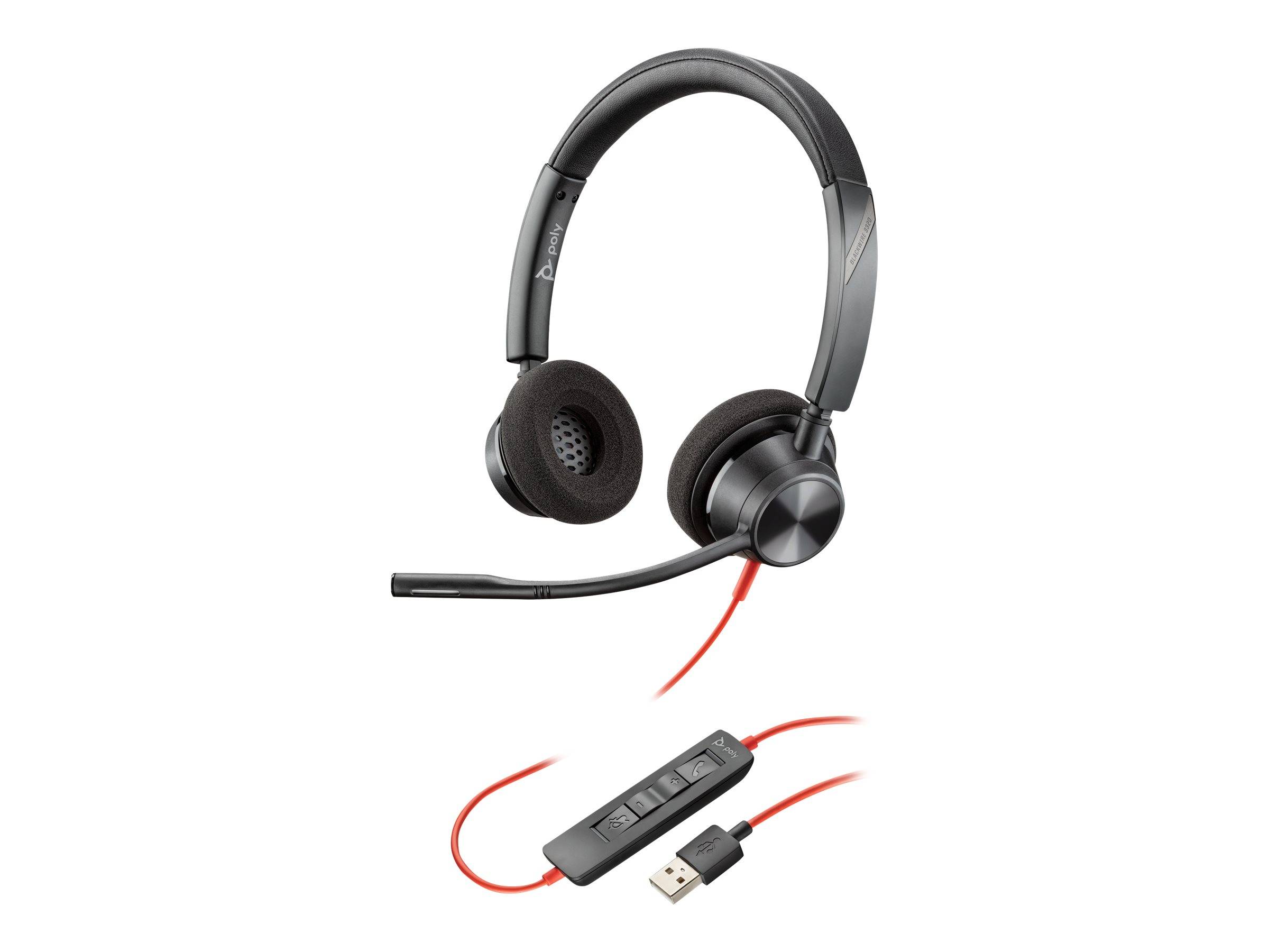 POLY Blackwire 3320 Kopfhörer Kabelgebunden Kopfband Büro/Callcenter USB Typ-A Schwarz (213934-101)