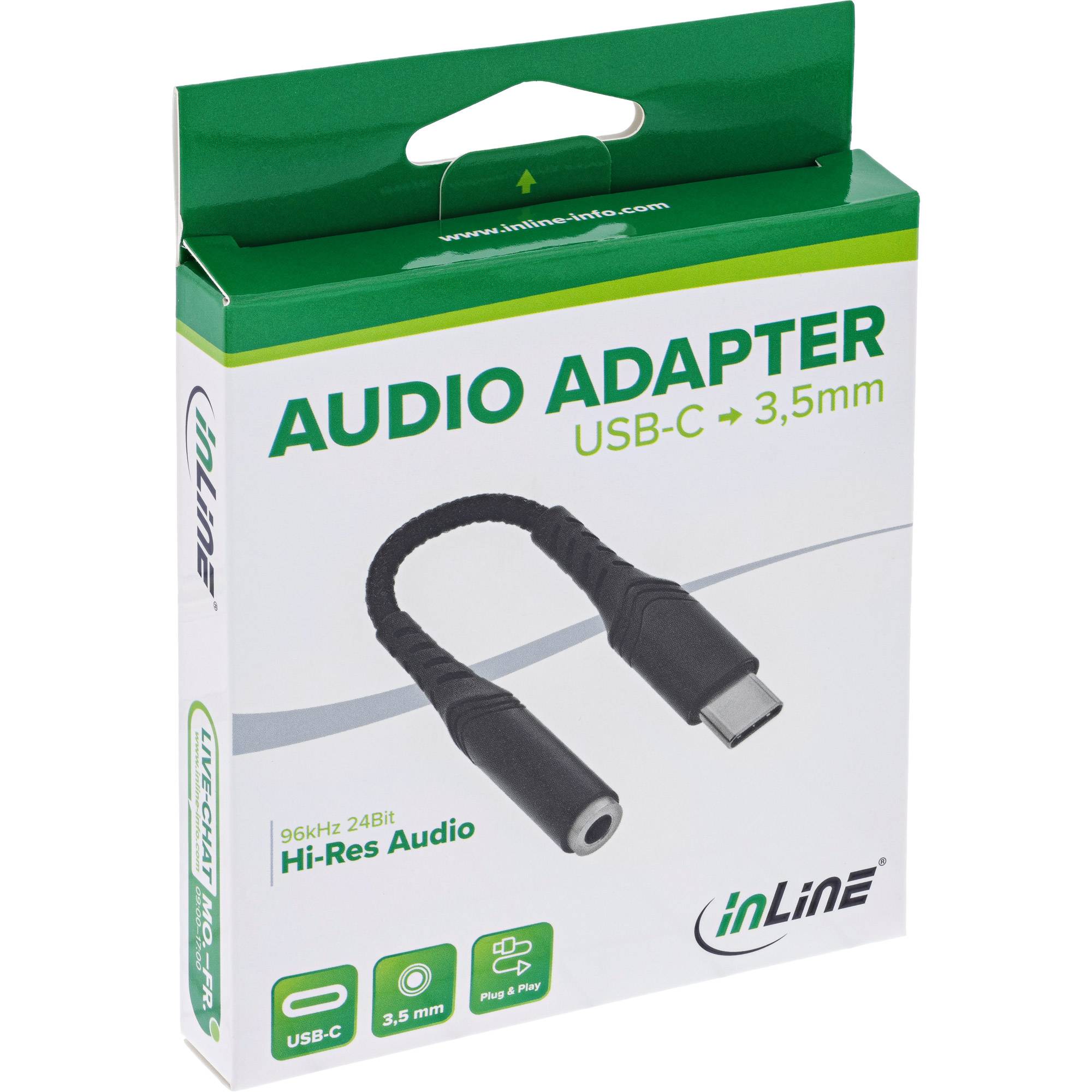 InLine USB-C Audio Adapter auf 3,5mm Klinke, DAC, 15 cm