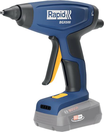 Rapid BGX500, Heißklebepistole, Schwarz, Blau, 14,994 g/min, 12 cm, 3 min, Akku