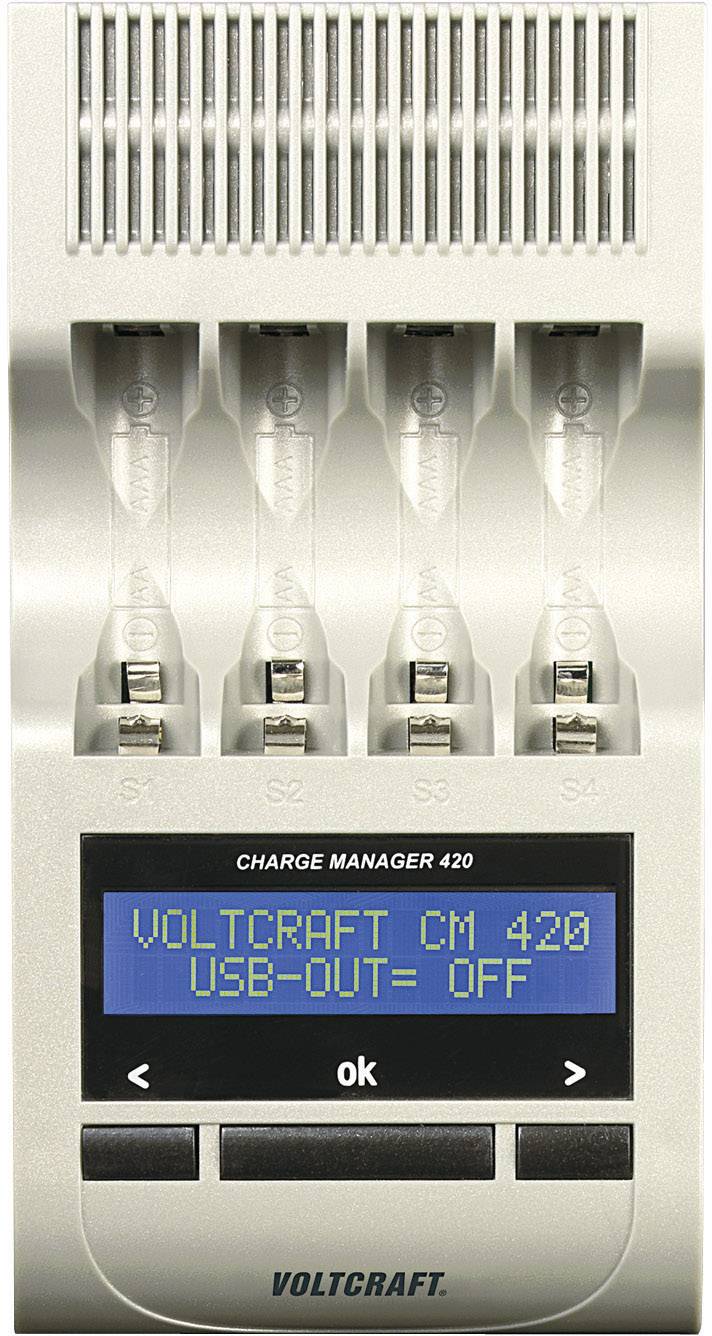 VOLTCRAFT Charge Manager CM420 Rundzellen-Ladegerät NiCd, NiMH Micro (AAA), Mignon (AA)