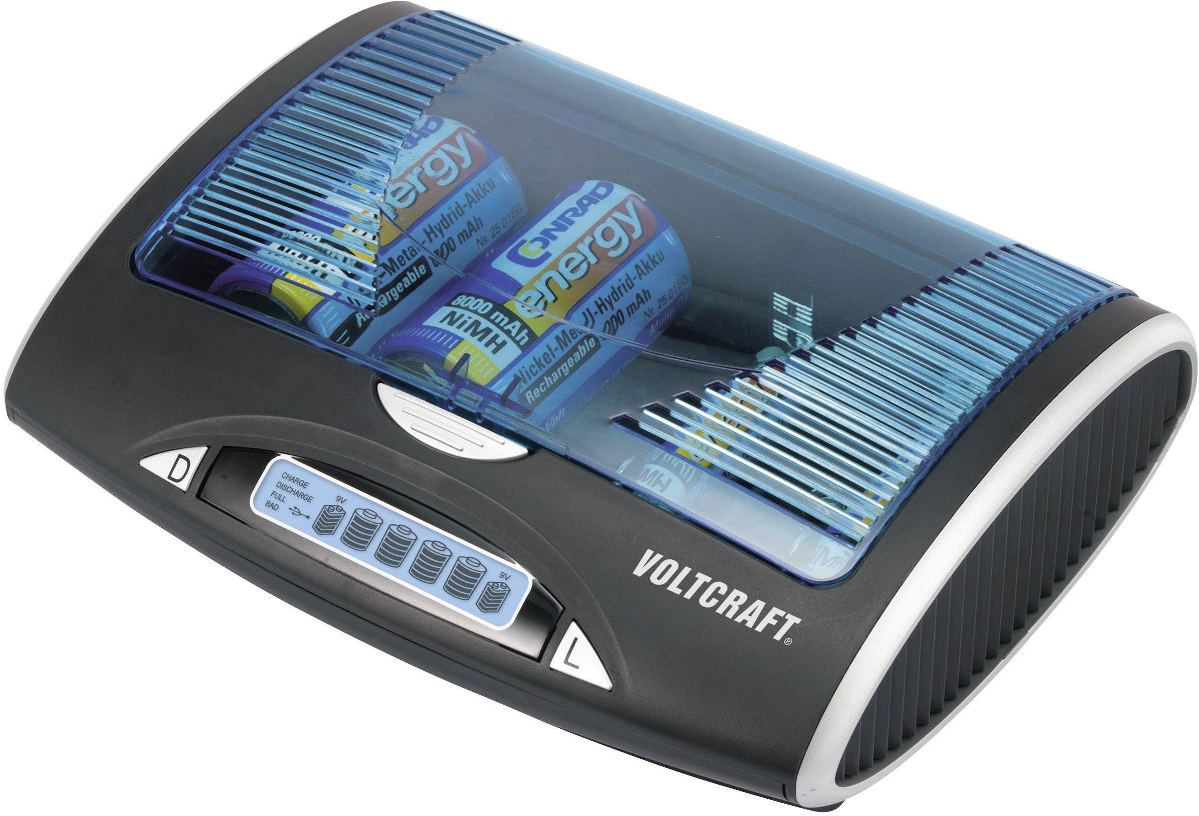 VOLTCRAFT P-600 Rundzellen-Ladegerät NiMH Micro (AAA), Mignon (AA), Baby (C), Mono (D), 9V Block
