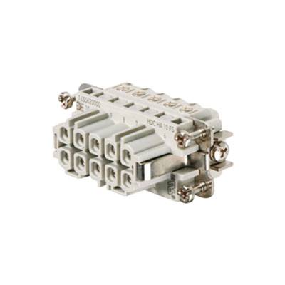 Ein elektrischer Steckverbinder mit mehreren Steckplätzen und Schrauben zur Befestigung, geeignet für industrielle Anwendungen.