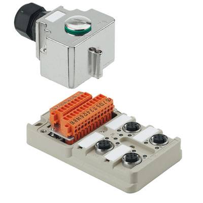 'Einbaufeld' Typ RST aus Metall oben und 'Klemmenfassung' Typ RST unten. Beide Komponenten sind elektronisch relevant und ergänzen sich funktional.