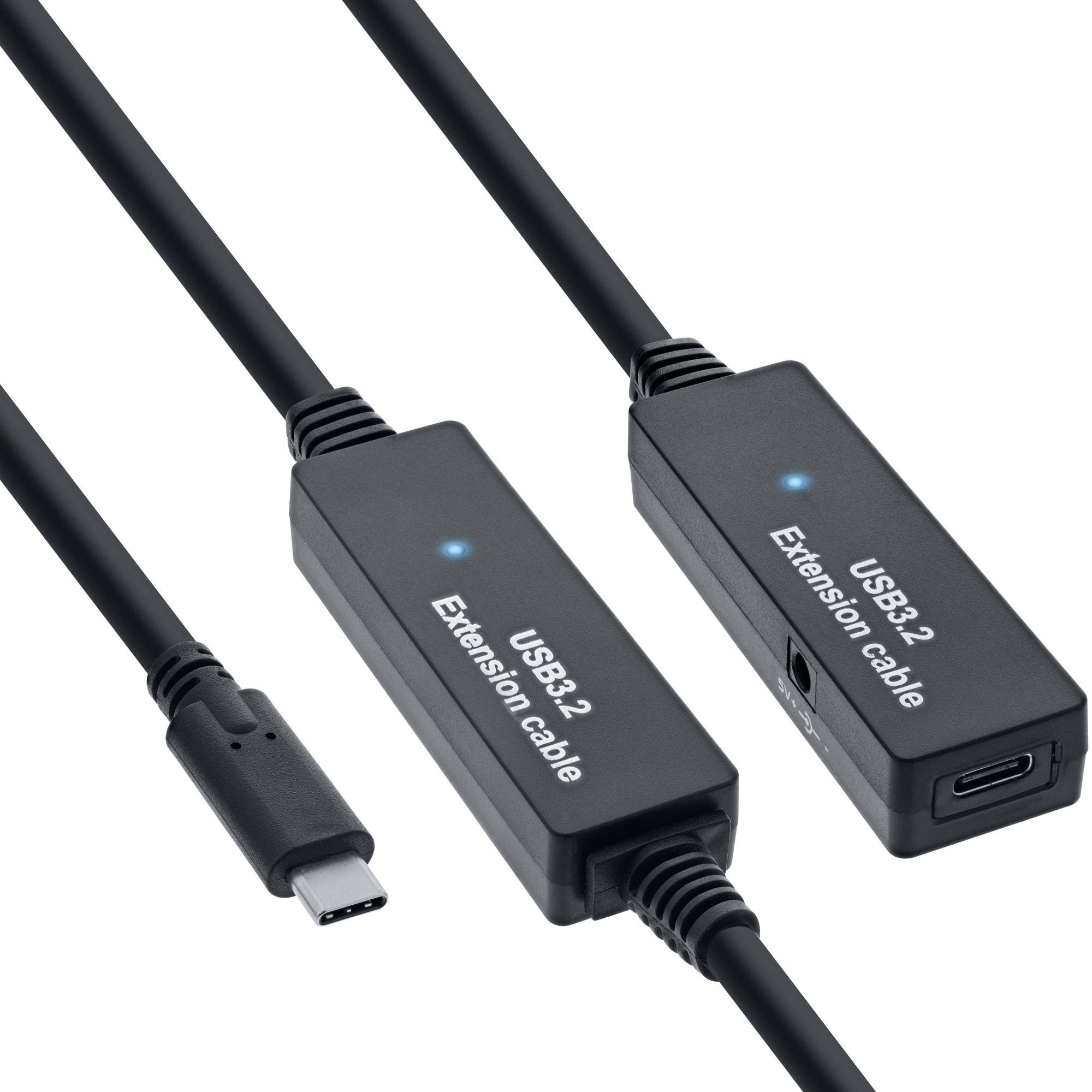 InLine USB 3.2 Gen.1 Aktiv-Verlängerung USB-C Stecker an Buchse 10m Kabel Digital/Daten Verlängerungskabel 10 m