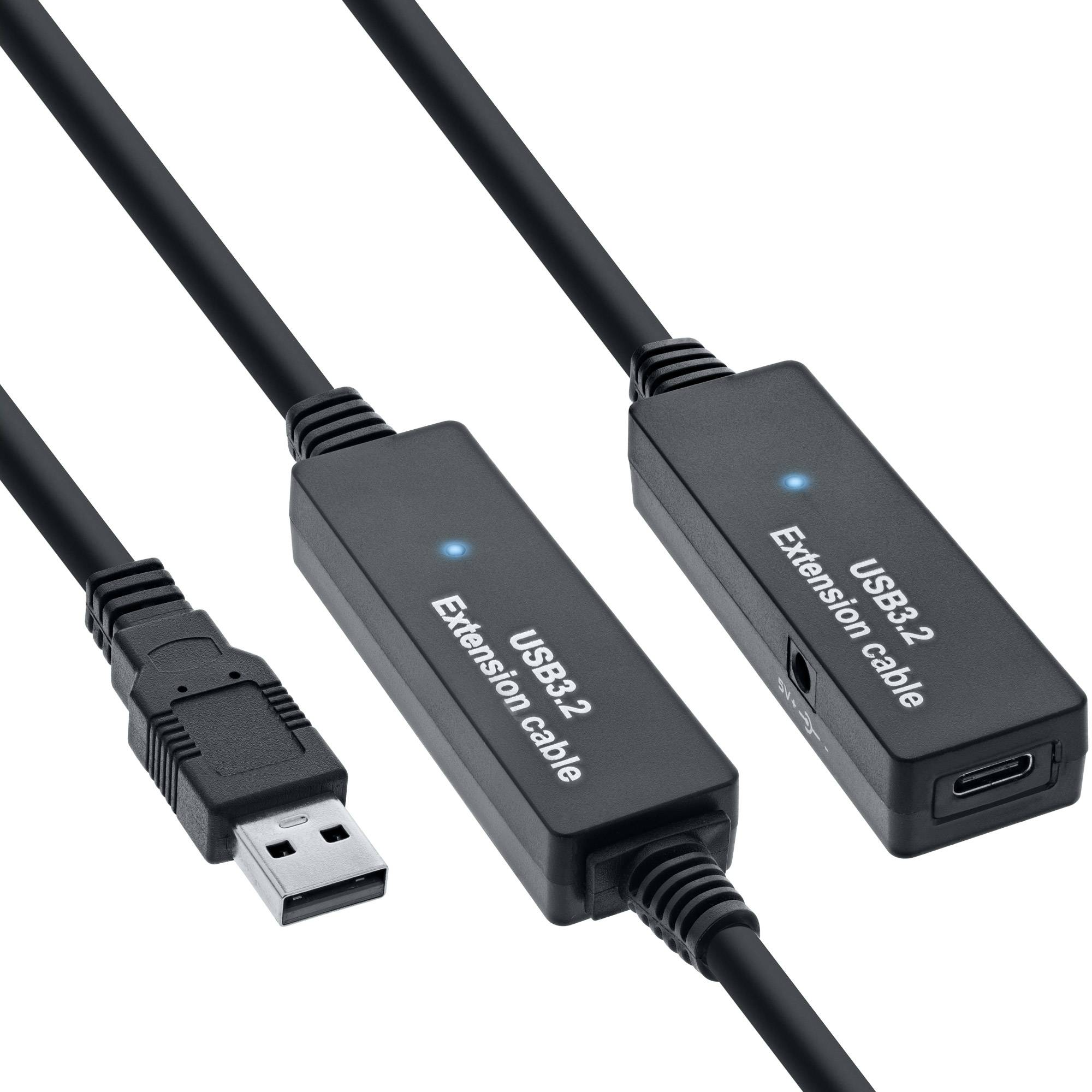 INLINE - USB 3.2 Gen.1 Aktiv-Verlängerung - USB-A Stecker an USB-C Buchse - 10m