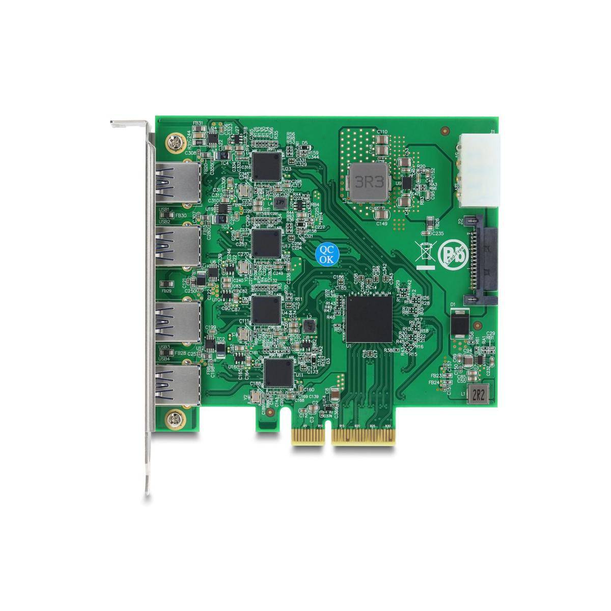 Delock PCI Express x4 Karte zu 4 x USB Typ-A Quad Channel Controller PCI-Express
