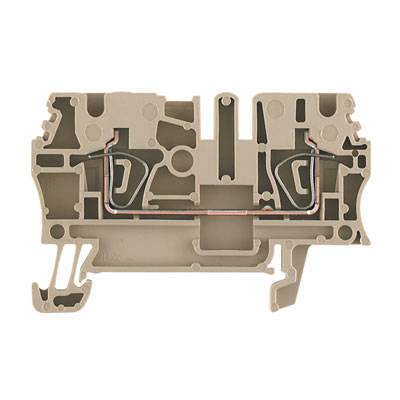 Ein Querschnitt eines elektrischen Anschlusses zeigt die internen Verbindungen und Komponenten in einem strukturierten Design.