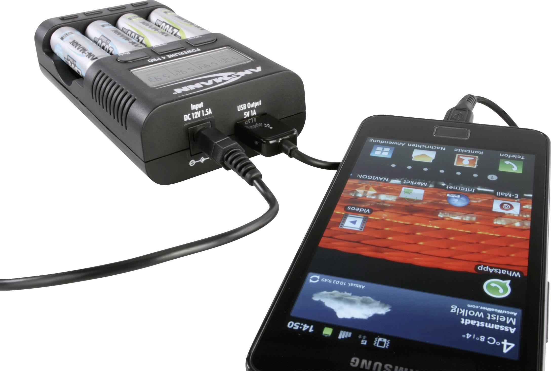 Ansmann Powerline 4 Pro Rundzellen-Ladegerät NiCd, NiMH Micro (AAA), Mignon (AA)