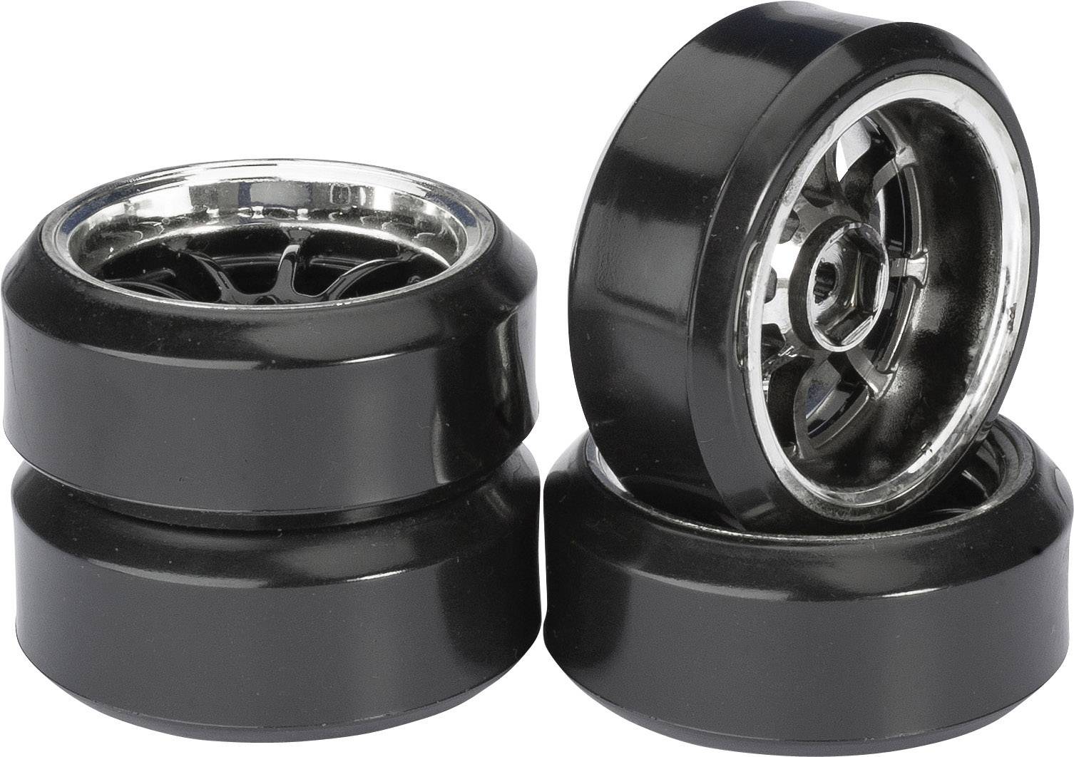 Absima 1:10 Straßenmodell Kompletträder Drifter C 9-Speichen Schwarz-Chrom 4 St.