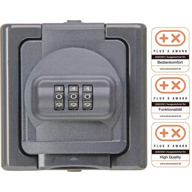 Steckdose, anthrazit, 1-fach, AP/FR, Zahlenschloss, KOPP BLUE ELECTRIC