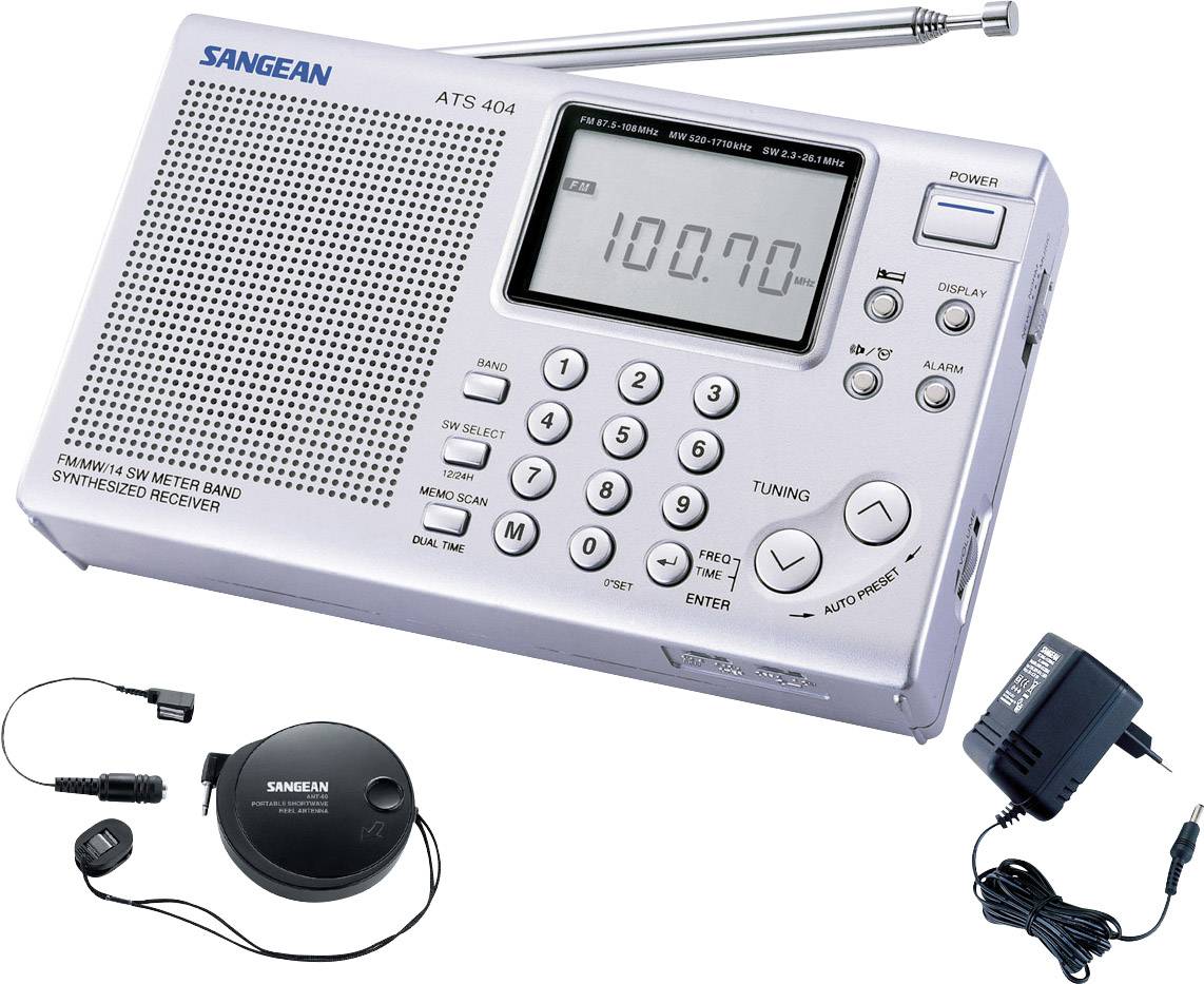 Sangean PAKKET 404 Kofferradio UKW, MW, KW Silber