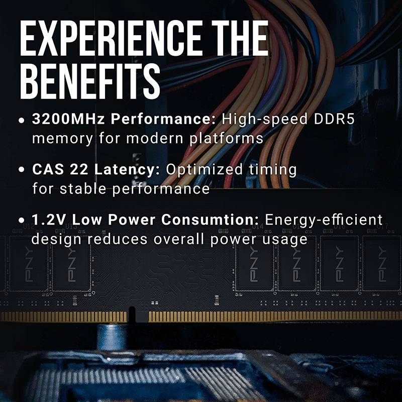 PNY MD8GSD43200-SI, 8 GB, 1 x 8 GB, DDR4, 3200 MHz, 288-pin DIMM