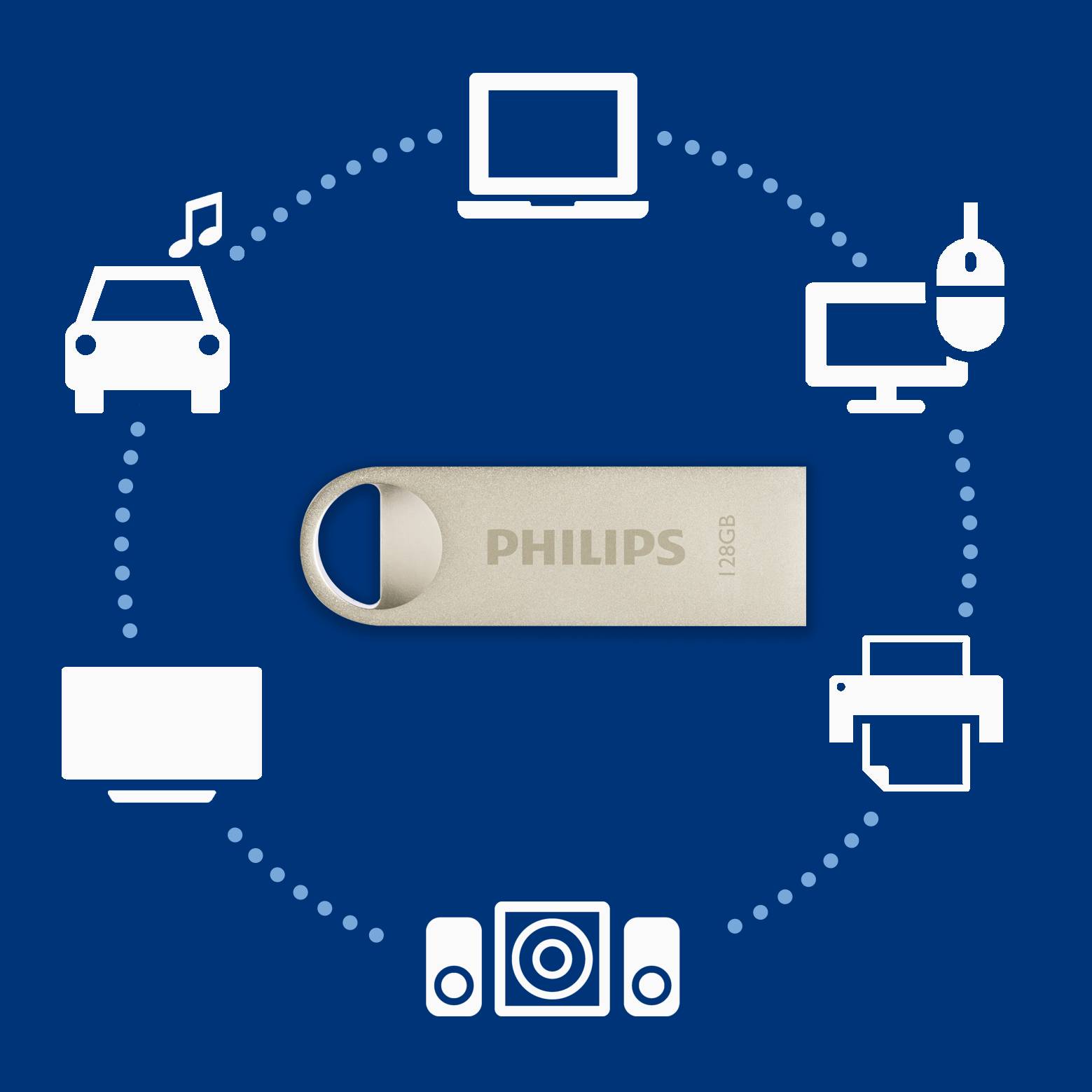 Philips USB 2.0 128GB Moon Vintage Silver