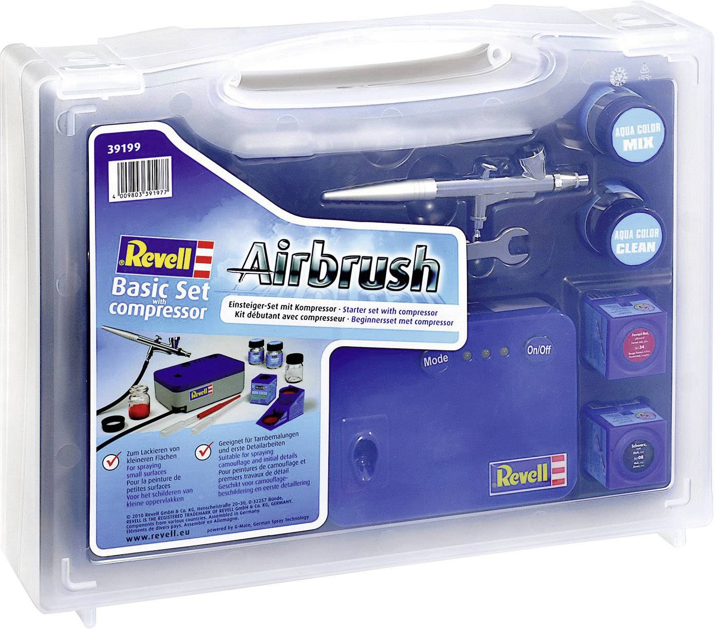 Revell Basic 39199 AirbrushEinsteigerSet mit Kompressor Single Action