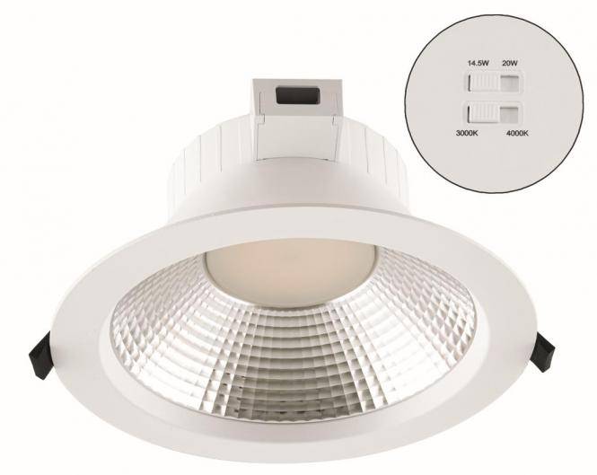 LED-Einbaudownlight IP54, 14,5/20W CCT, weiß