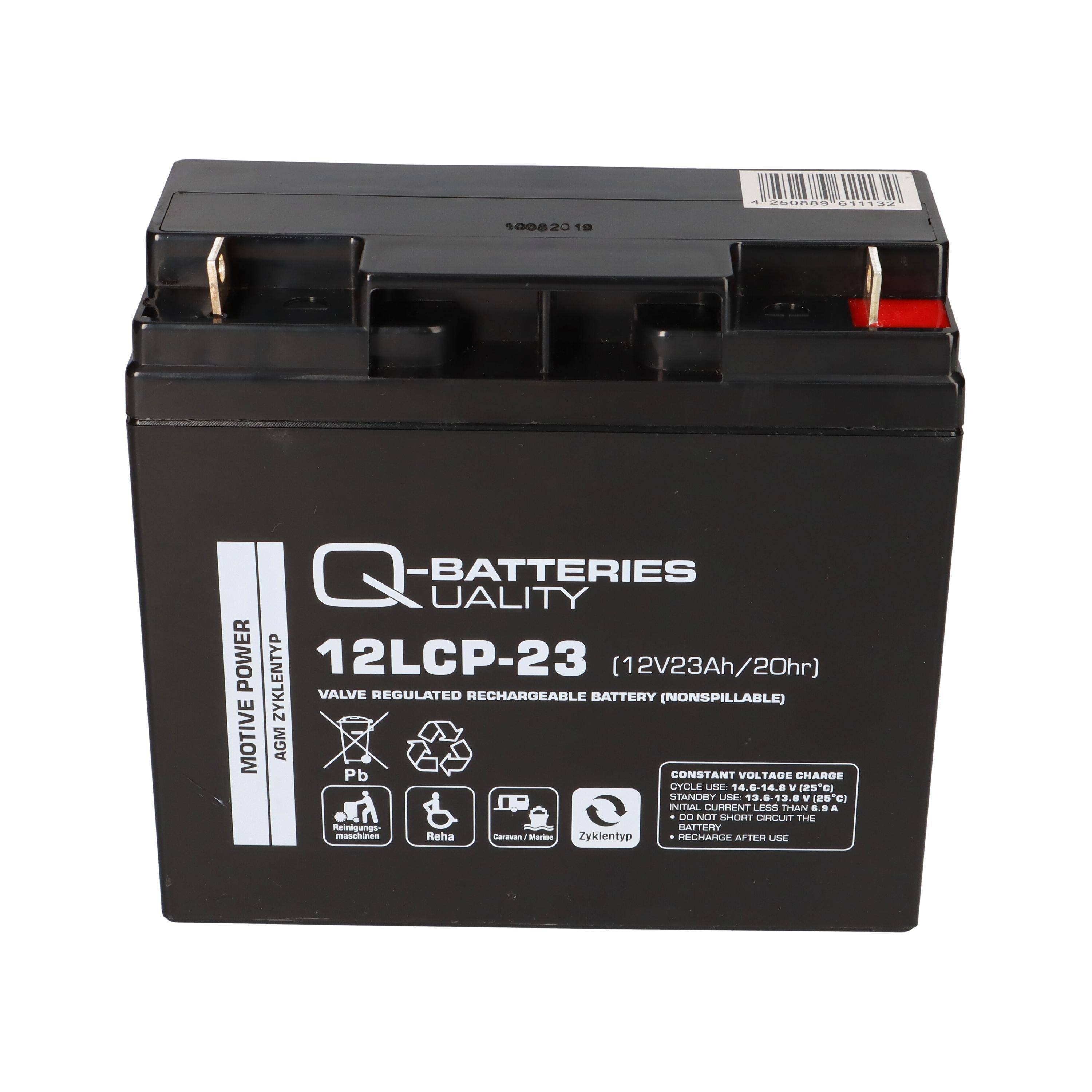 Q-Batteries 12LCP-23 12 V 23 Ah AGM Deep-Cycle-Akku