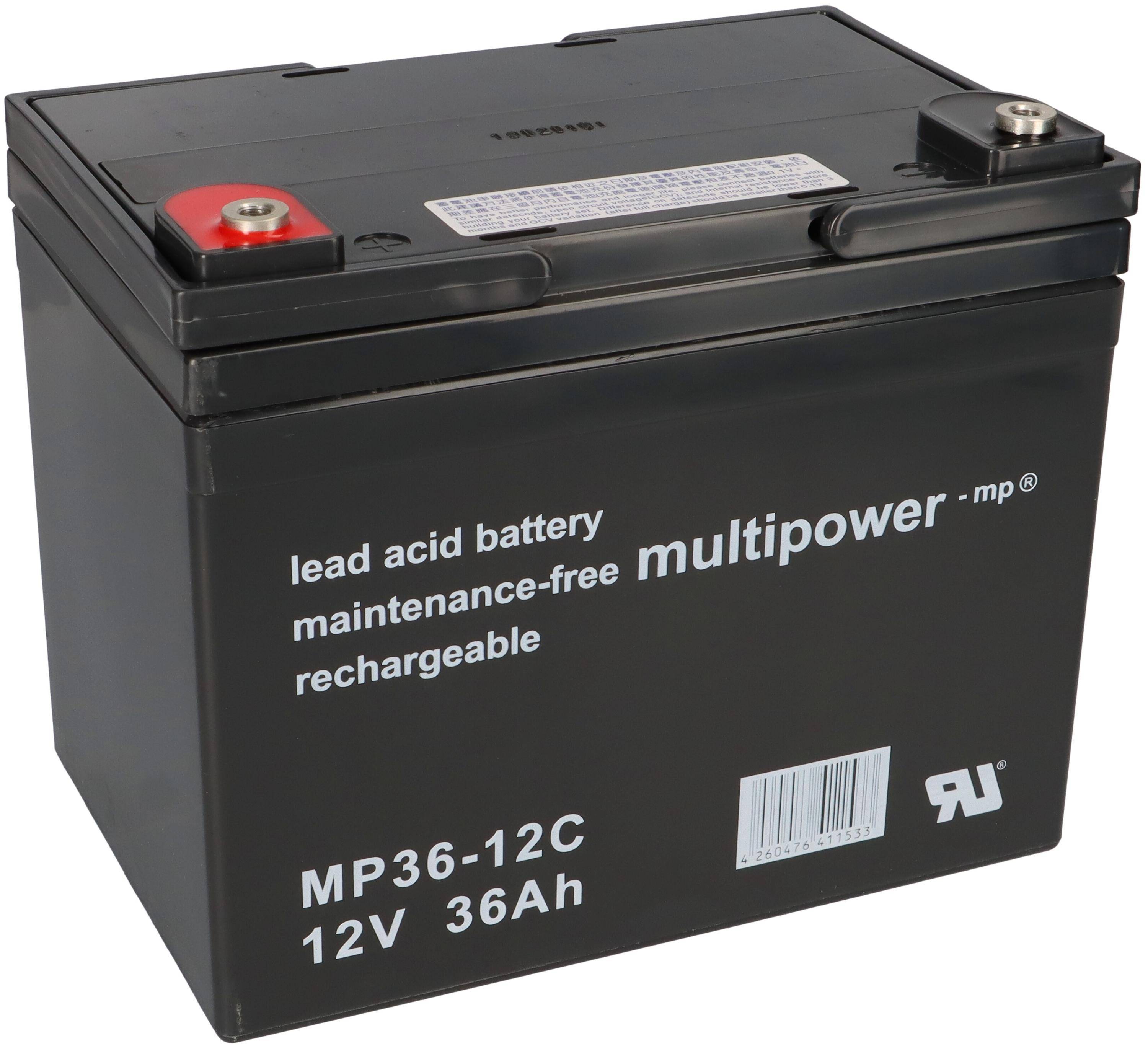 Multipower MP36-12C AGM Zyklenakku 12V 36Ah – M6