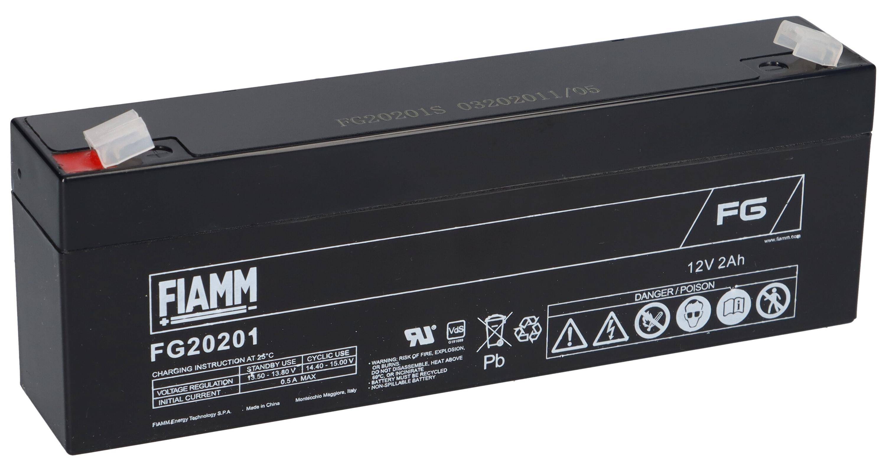 FIAMM FG20201 Standard AGM Bleiakku 12V 2Ah T1 / Faston 4,8 mm