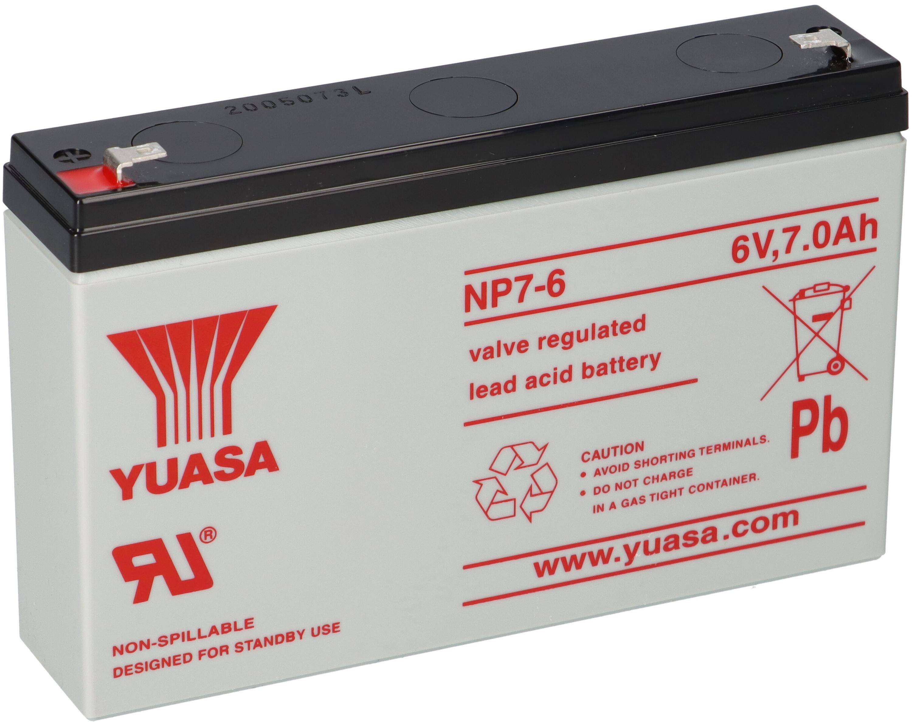 Yuasa NP7-6 AGM-Bleiakku 6V 7Ah – Faston F1 4,8 mm