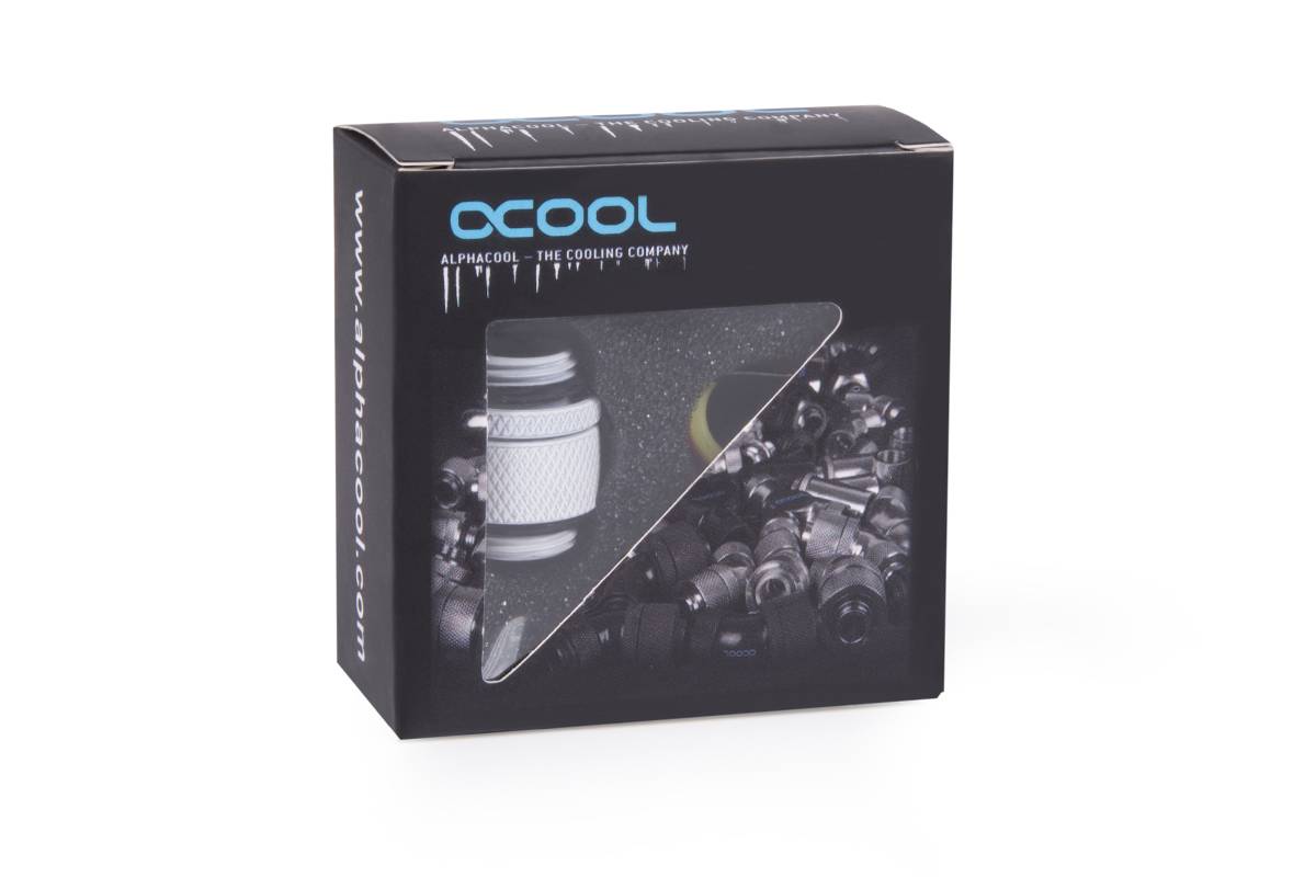 Alphacool Eiszapfen Doppelnippel drehbar G1/4 AG auf G1/4 AG - White, Schlauchanschluss, Messing, Weiß, 1/4 Zoll, CE, FC