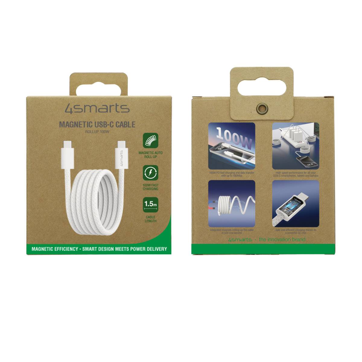 4SMARTS - USB-C Magnetisches Kabel RollUp USB C - 1.5 m - Kabel - Digital/Daten
