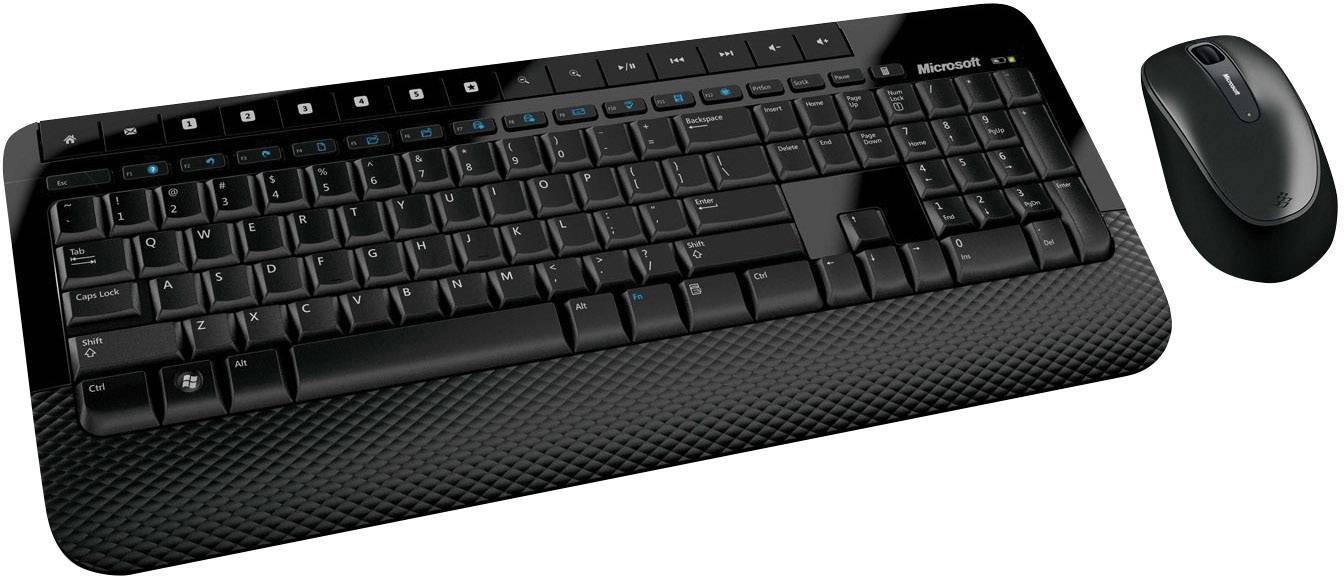 Microsoft 3050 USB, Funk Tastatur, Maus-Set Französisch, AZERTY Schwarz