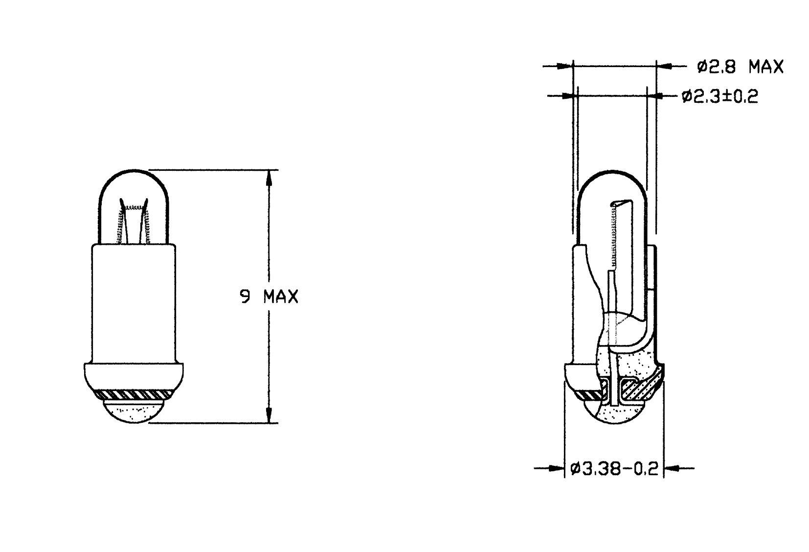 Barthelme 4021553369365 Spezialglühlampe Klar MS2.8 10 V 45 mA 1 Set