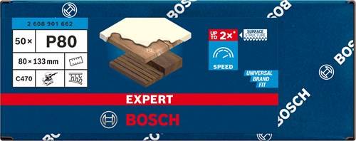 BOSCH 2608901662, Schleifblatt C470 80x133 mm P80 8 g 50x