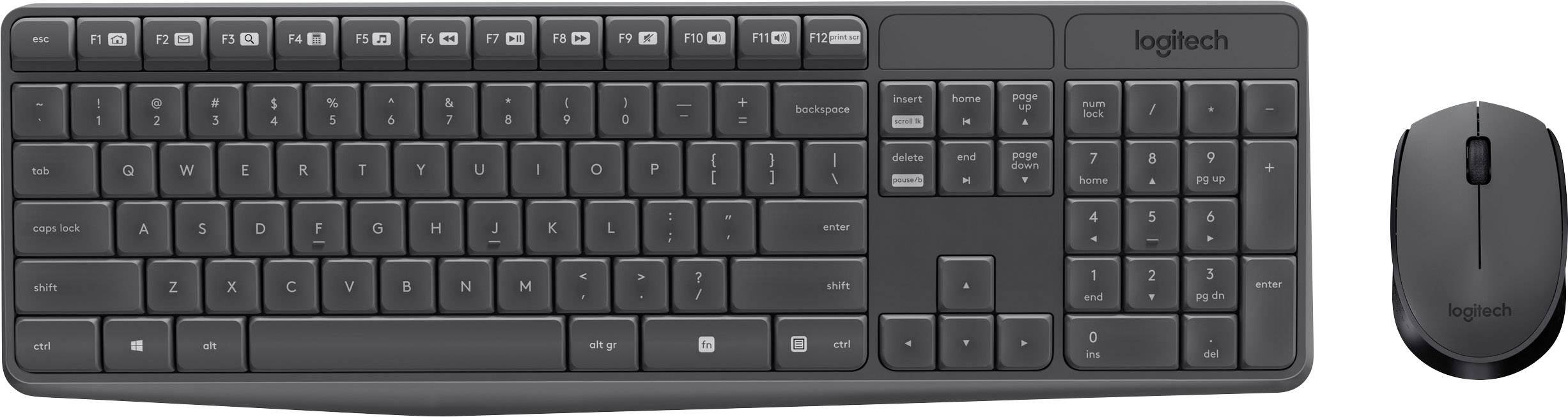 Logitech MK235 USB, Funk Tastatur, Maus-Set Französisch, AZERTY Grau
