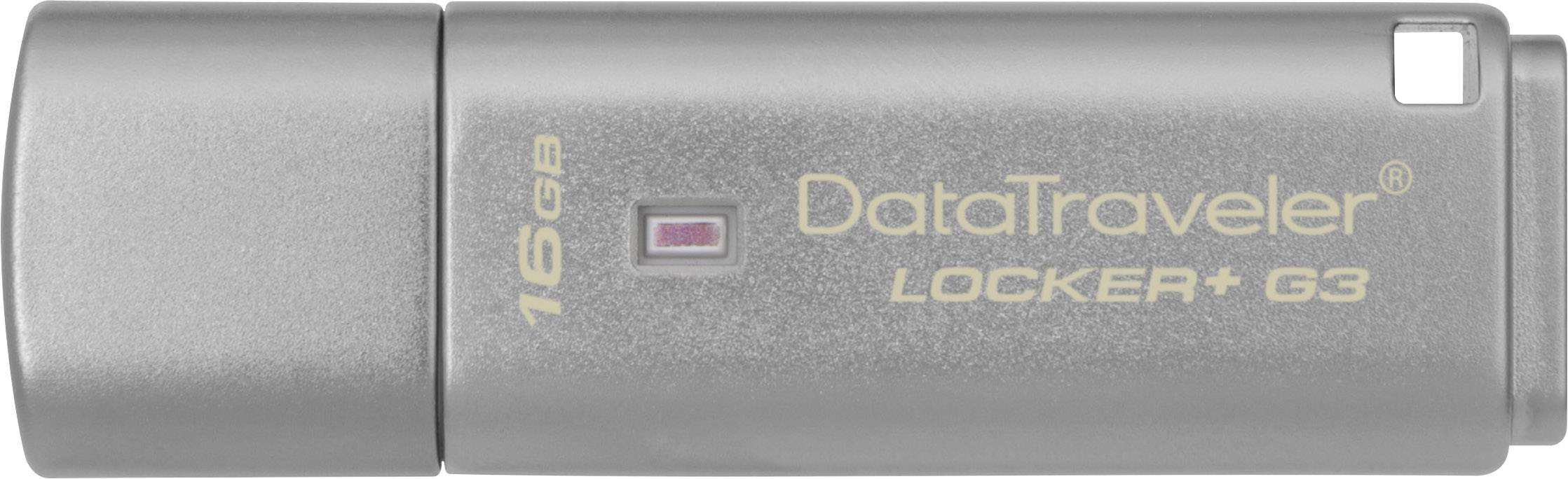 Kingston DataTraveler Locker+ G3 USB-Stick 16 GB Silber DTLPG3/16GB USB-A (USB 3.2 Gen 1)