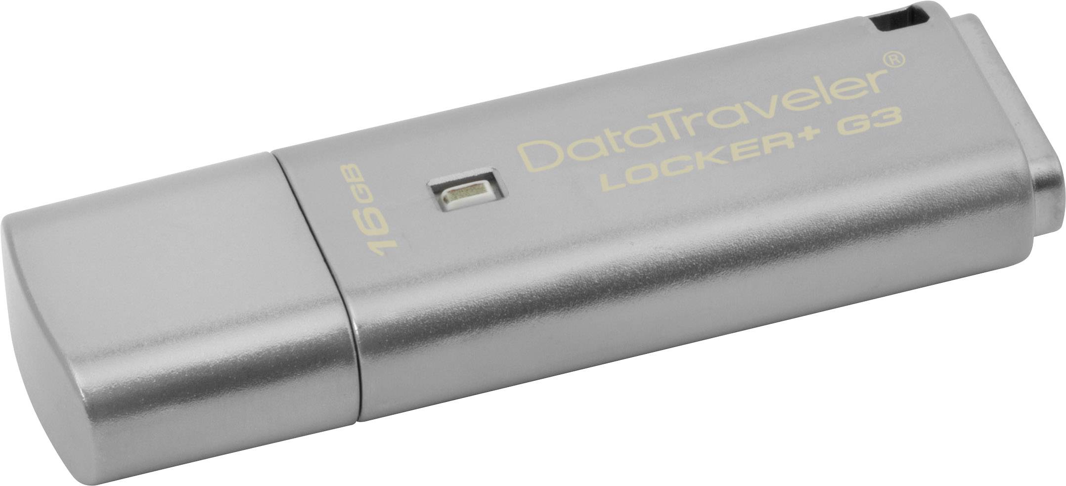 Kingston DataTraveler Locker+ G3 USB-Stick 16 GB Silber DTLPG3/16GB USB-A (USB 3.2 Gen 1)