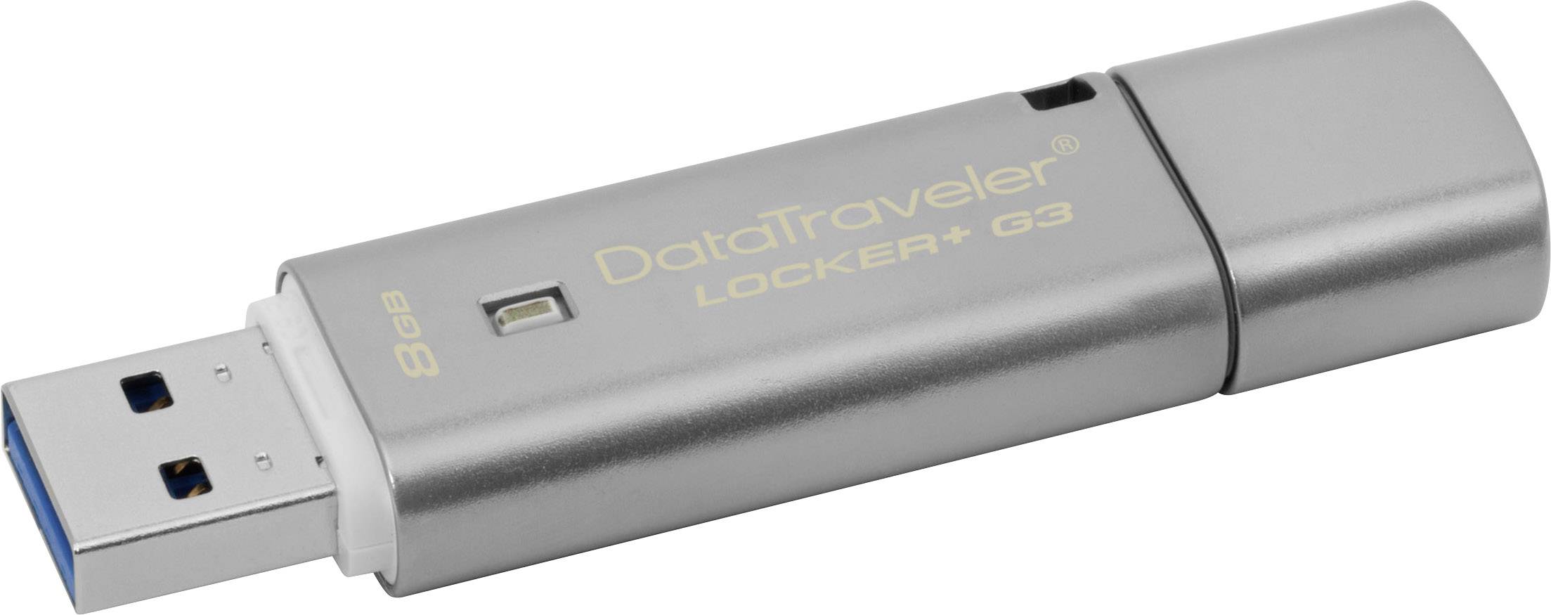 Kingston DataTraveler Locker+ G3 USB-Stick 8 GB Silber DTLPG3/8GB USB-A (USB 3.2 Gen 1)