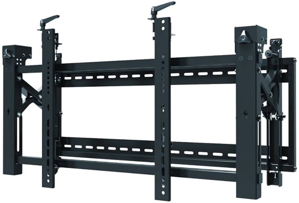 Halterung für Flachbildschirme mit verstellbaren Armen und Schrauben, geeignet für die Wandmontage von großen Bildschirmen.