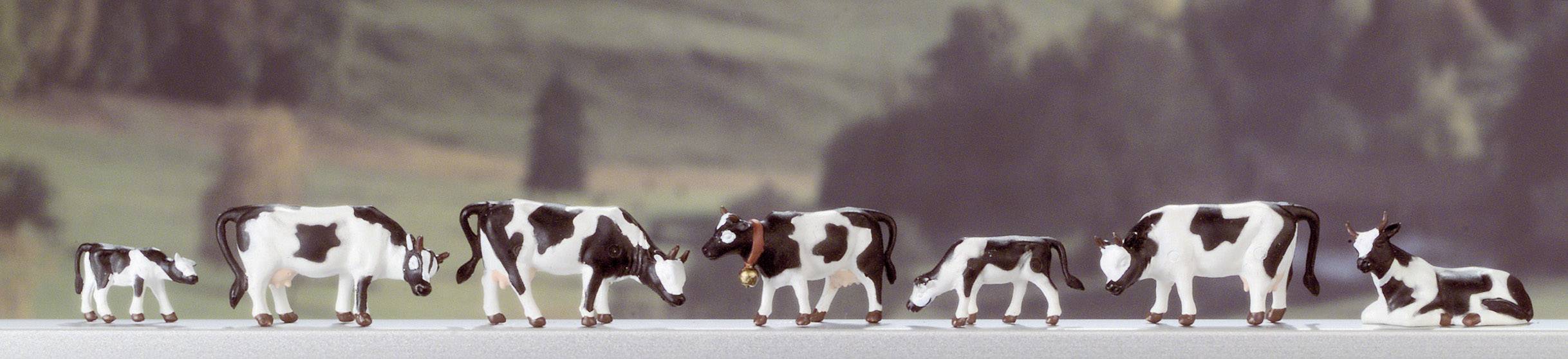 NOCH H0 Kühe schwarz/weiß Bemalt, Stehend