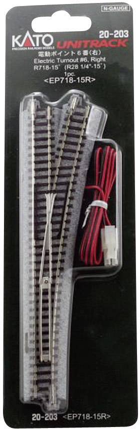 7078201 N Kato Unitrack Weiche, elektrisch, rechts 186 mm 15 ° 718 mm 1 St.