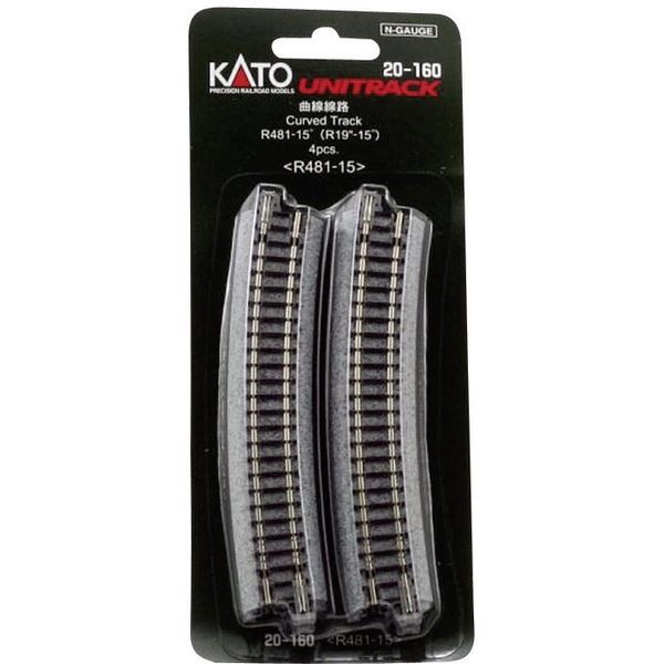 KATO 7078109 N Unitrack Gebogenes Gleis 15° 481mm 4St. KATO 7078109 N Unitrack Gebogenes Gleis 15° 481mm 4St.