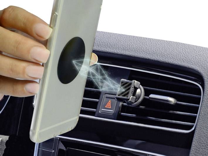 TETRAX CARBON Lüftungsgitter, Klebepad Handy-Kfz-Halterung Magnetbefestigung, 360° drehbar
